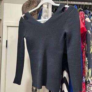 Black Cut-Out Shoulder Sweater